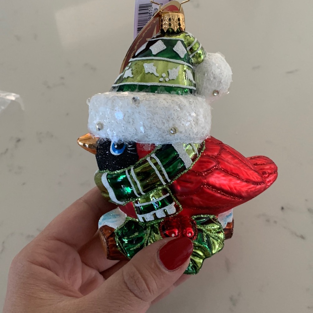 Christopher Radko feathered friend cardinal ornament